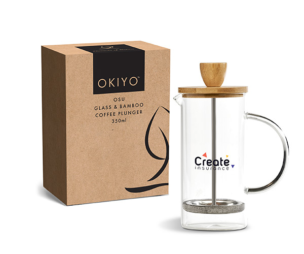 Okiyo Osu Glass & Bamboo Coffee Plunger - 350ml