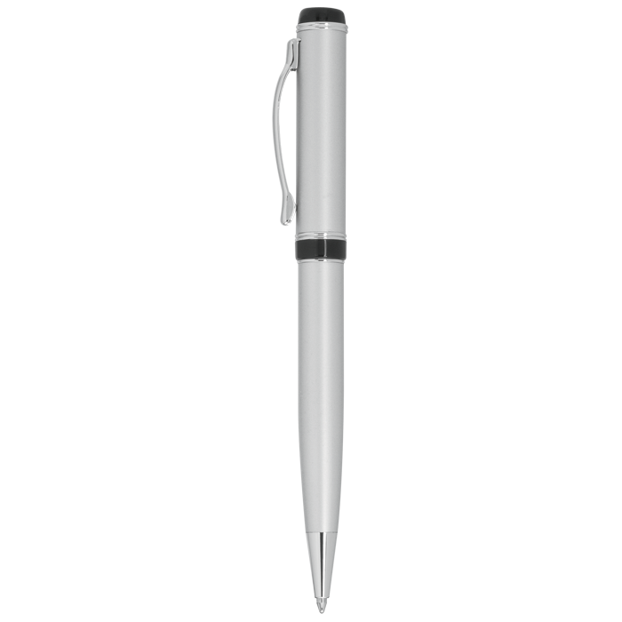 Ballpoint Pen Penna A Sfera In Legno Mat Silver - Punta Sottile Retrattile Con Inchiostro Nero