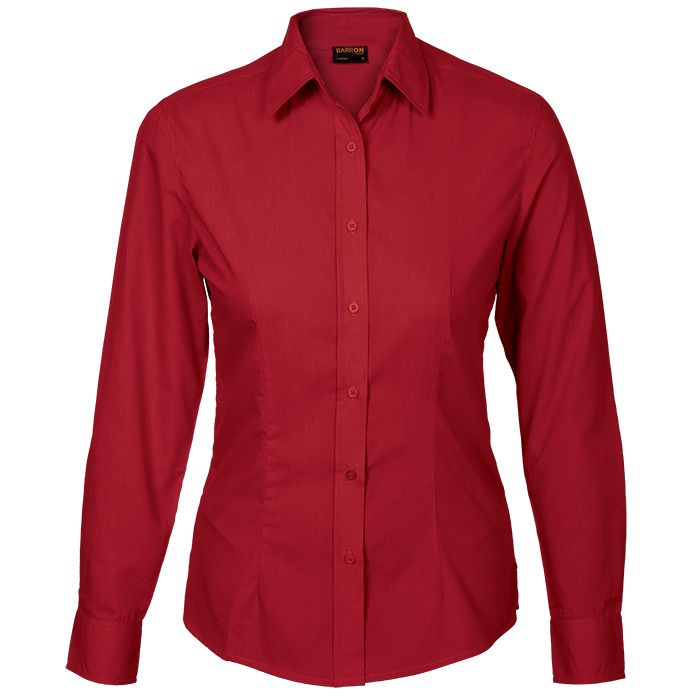 Basic Poly Cotton Blouse Long Sleeve Ladies - Image 2